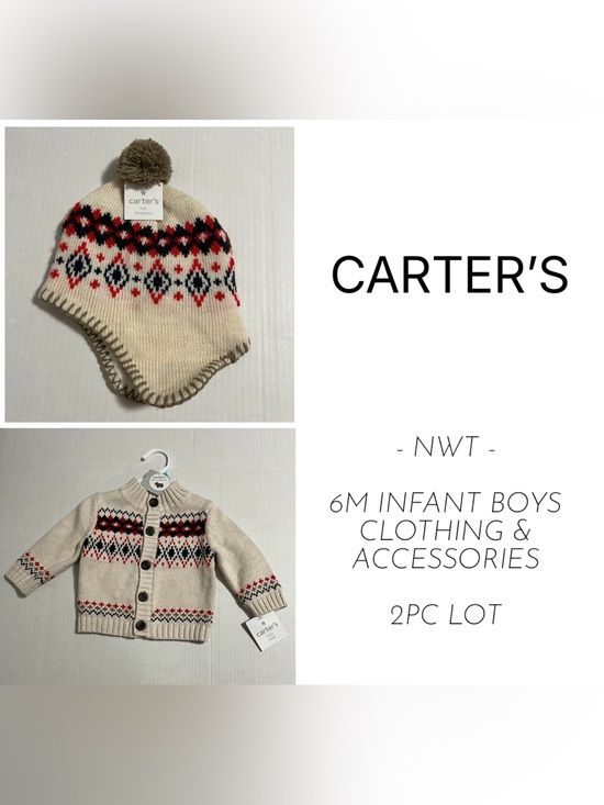 Carter's Other - 🆕CARTER’S - 6M - NWT - 2PCS - INFANT BOYS CARDIGAN SWEATER & HAT LOT